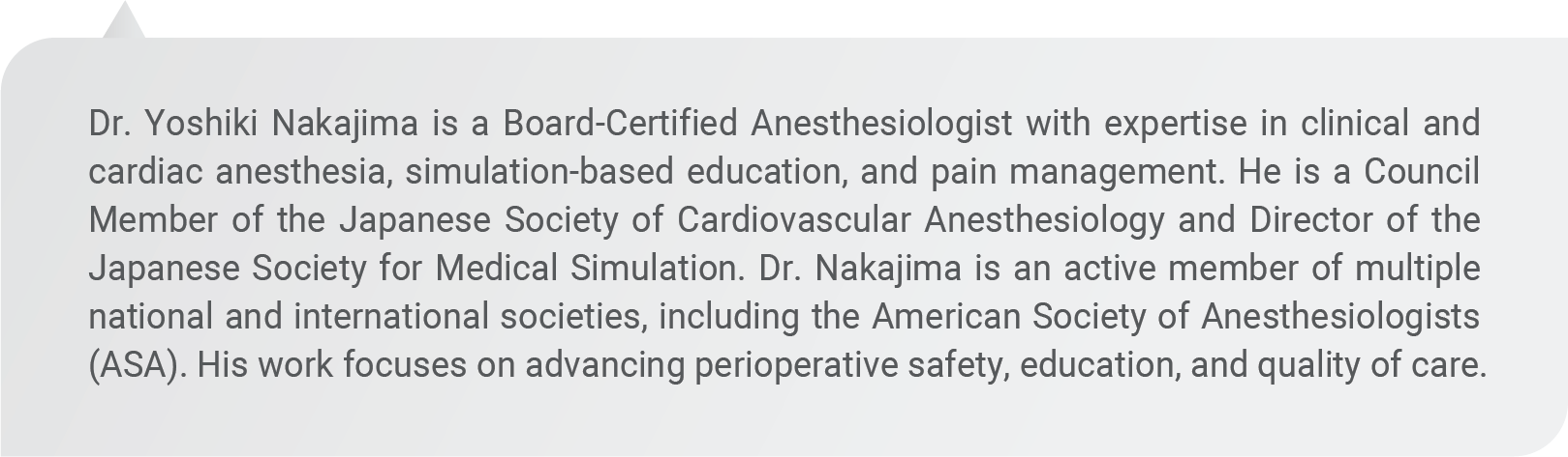 Dr. Yoshiki Nakajima